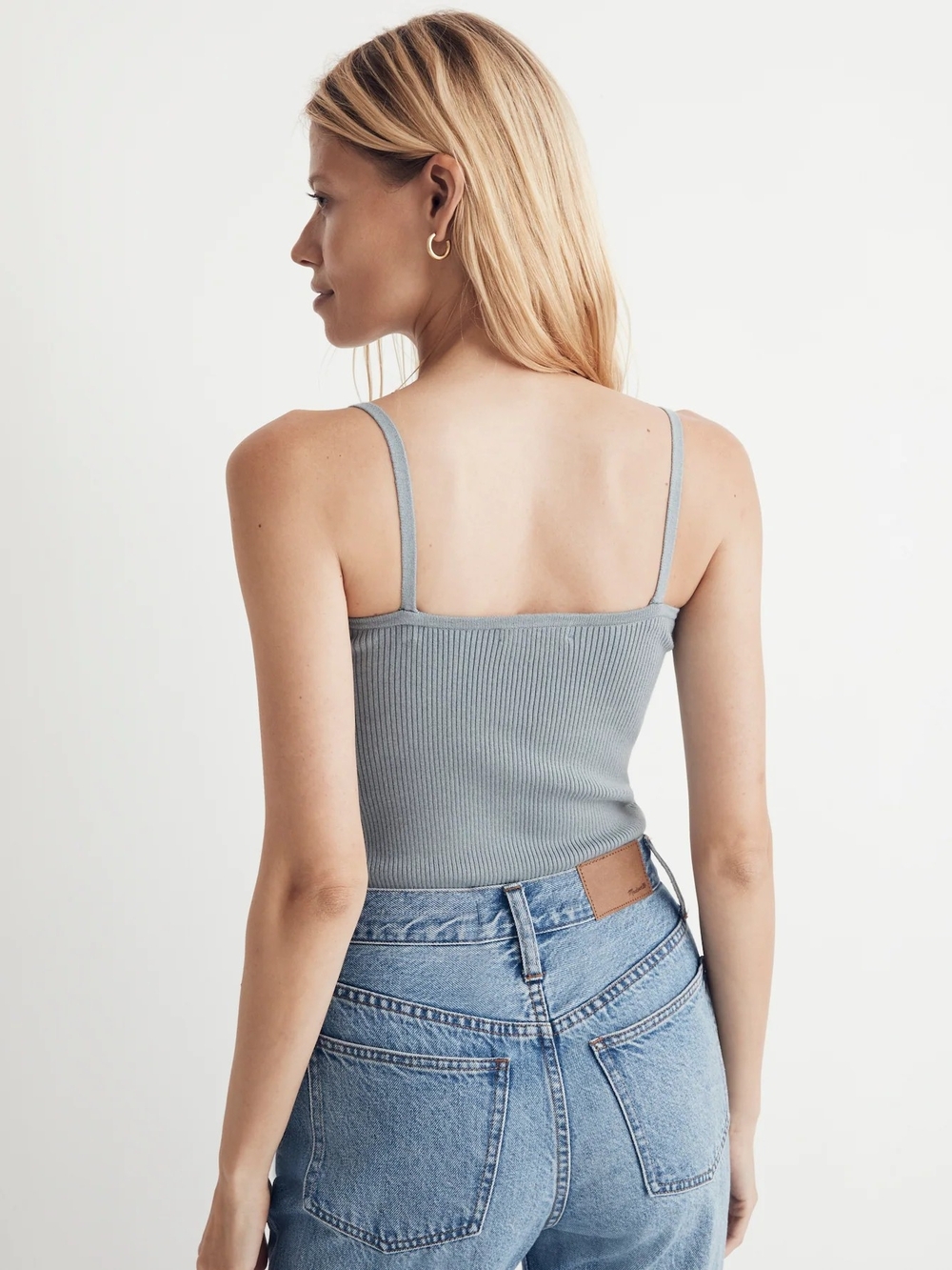 Madewell Slate Gray Cropped Ribbed Tank - Picture 4 of 4